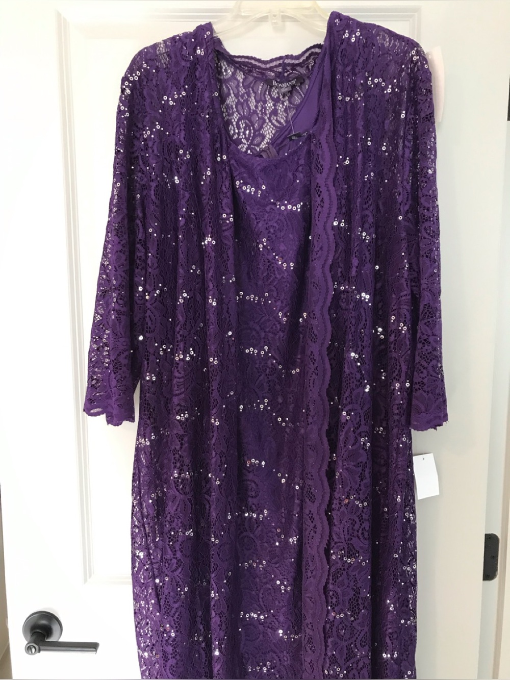 NWT-Roaman's BEAUTIFUL Purple Lace Sequin 2 pc Set